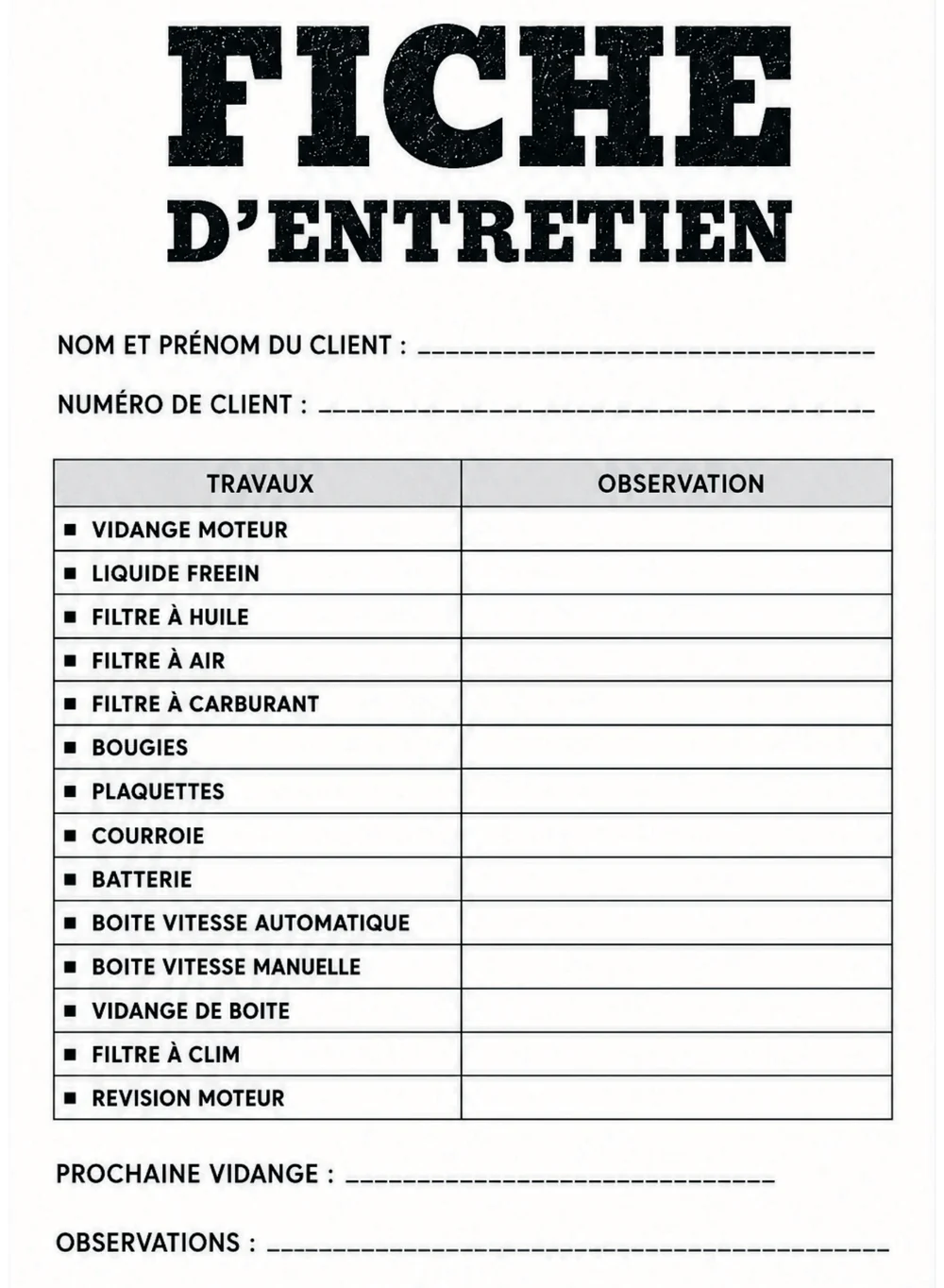مثال عن fiche d’entretien داخل الكرني